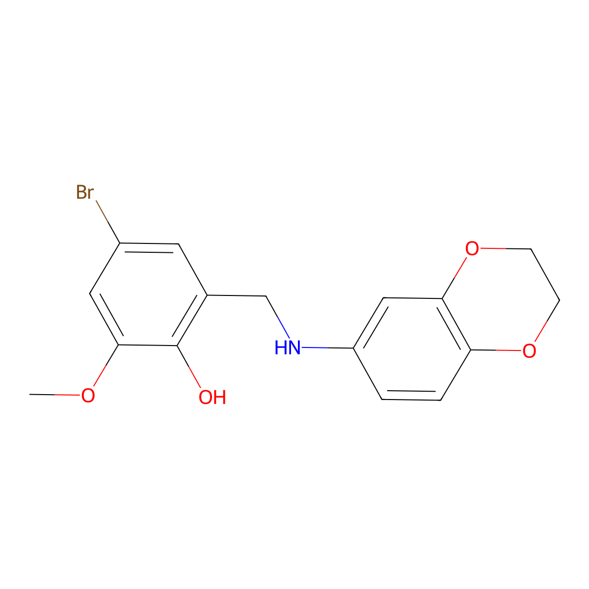 4-Bromo-2-[(2,3-dihydro-1,4-benzodioxin-6-ylamino)methyl]-6-methoxyphenol molecular structure, CAS 329080-36-6