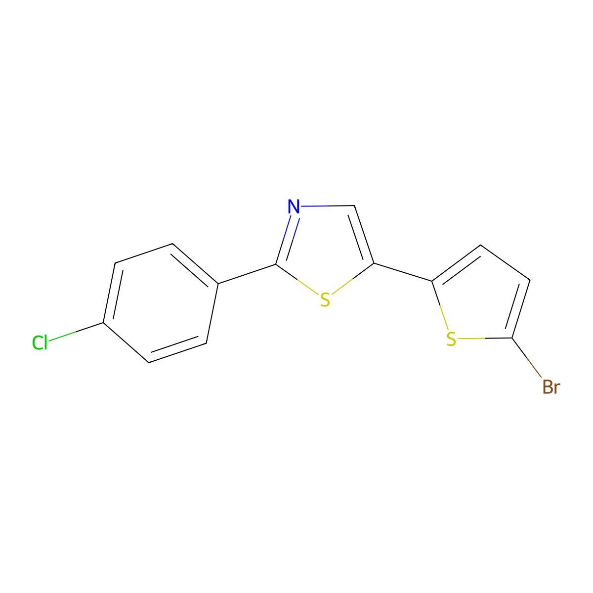 5-(5-Bromothiophen-2-yl)-2-(4-chlorophenyl)-1,3-thiazole molecular structure, CAS 329080-44-6