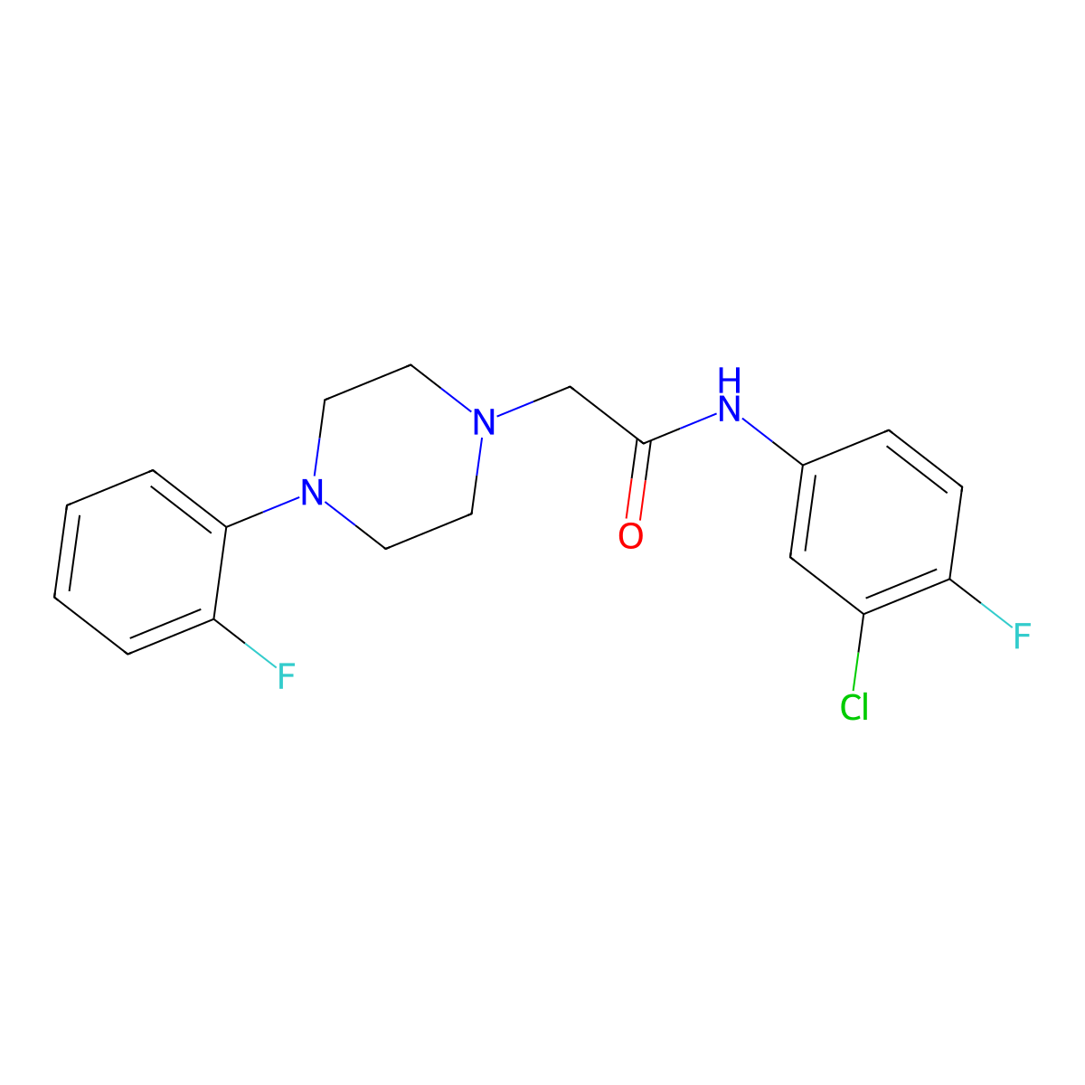 N-(3-chloro-4-fluorophenyl)-2-[4-(2-fluorophenyl)piperazin-1-yl]acetamide molecular structure, CAS 329080-46-8