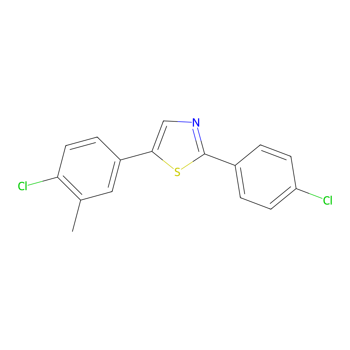 5-(4-Chloro-3-methylphenyl)-2-(4-chlorophenyl)-1,3-thiazole molecular structure, CAS 329080-48-0