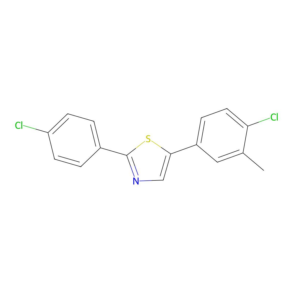 5-(4-Chloro-3-methylphenyl)-2-(4-chlorophenyl)-1,3-thiazole molecular structure, CAS 329080-48-0