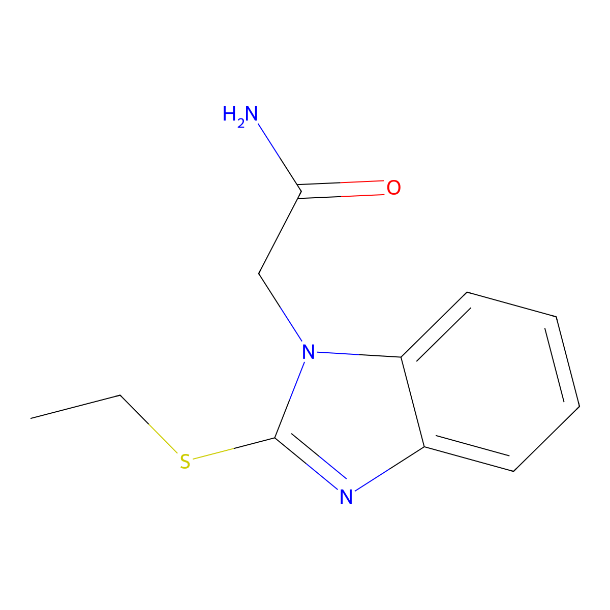 2-(2-Ethylsulfanylbenzimidazol-1-yl)acetamide molecular structure, CAS 329081-10-9