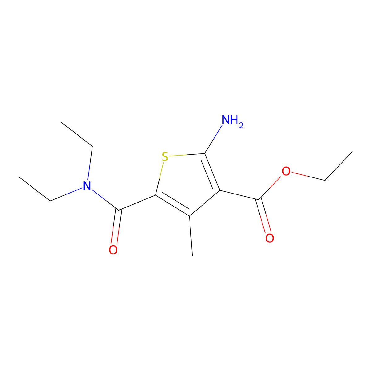 Ethyl 2-amino-5-(diethylcarbamoyl)-4-methylthiophene-3-carboxylate molecular structure, CAS 329082-04-4