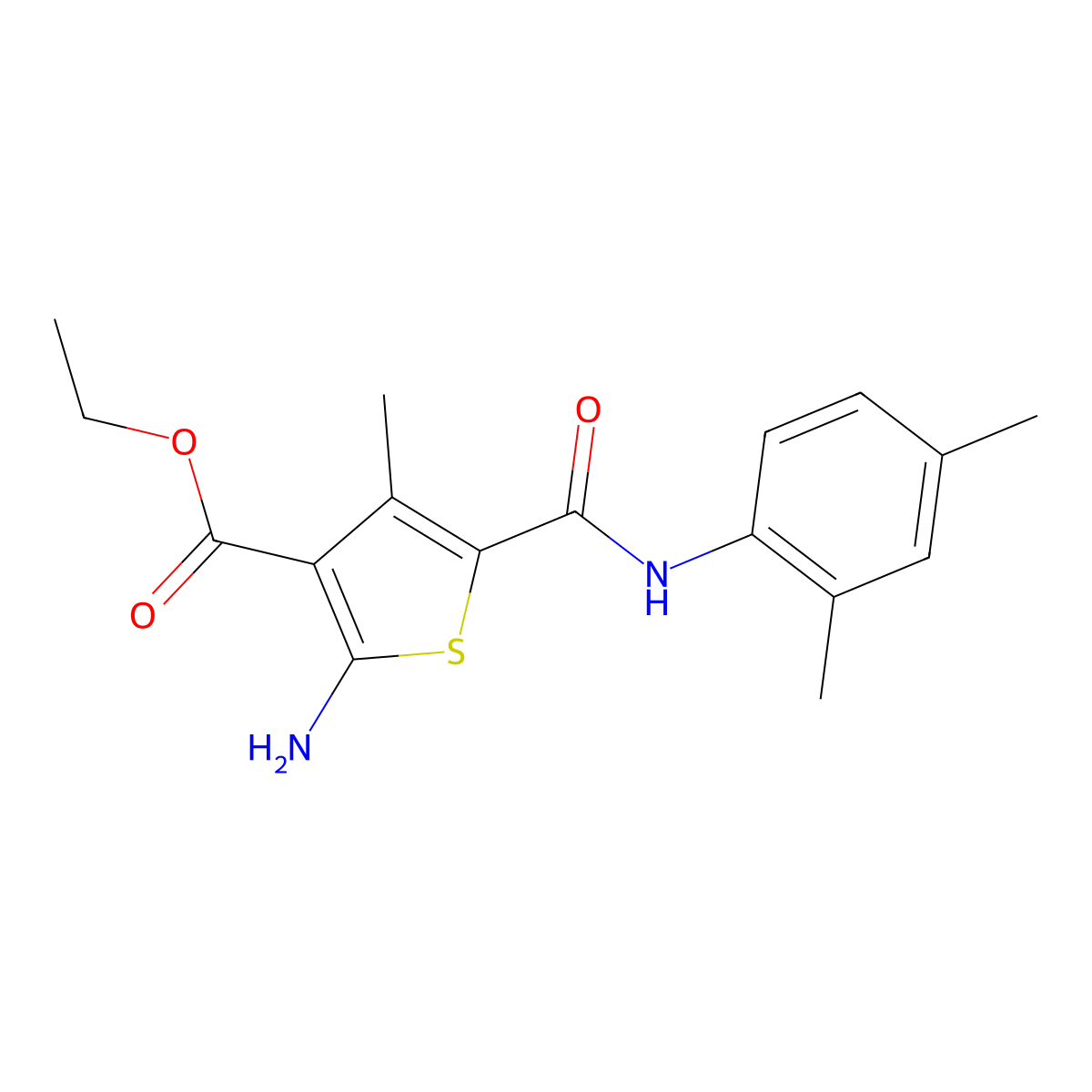 Ethyl 2-amino-5-[(2,4-dimethylphenyl)carbamoyl]-4-methylthiophene-3-carboxylate molecular structure, CAS 329082-05-5