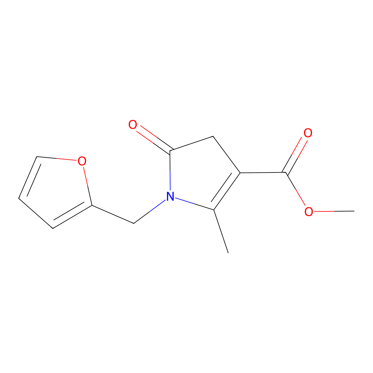methyl 1-(furan-2-ylmethyl)-5-methyl-2-oxo-3H-pyrrole-4-carboxylate molecular structure, CAS 329082-14-6