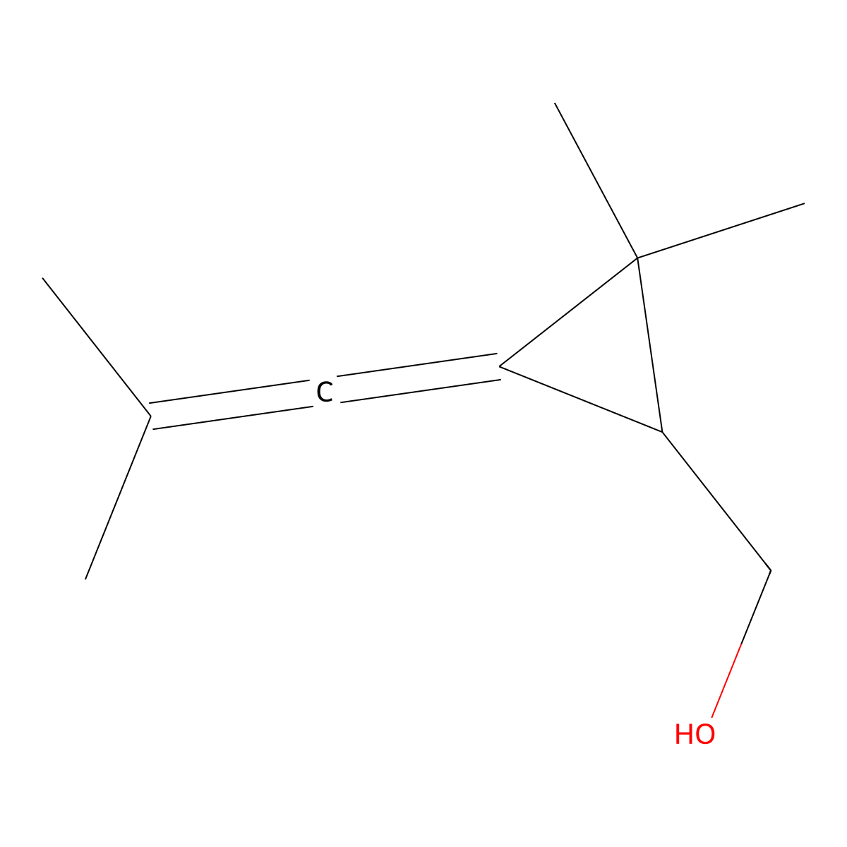 [2,2-Dimethyl-3-(2-methylprop-1-en-1-ylidene)cyclopropyl]methanol molecular structure, CAS 32916-63-5