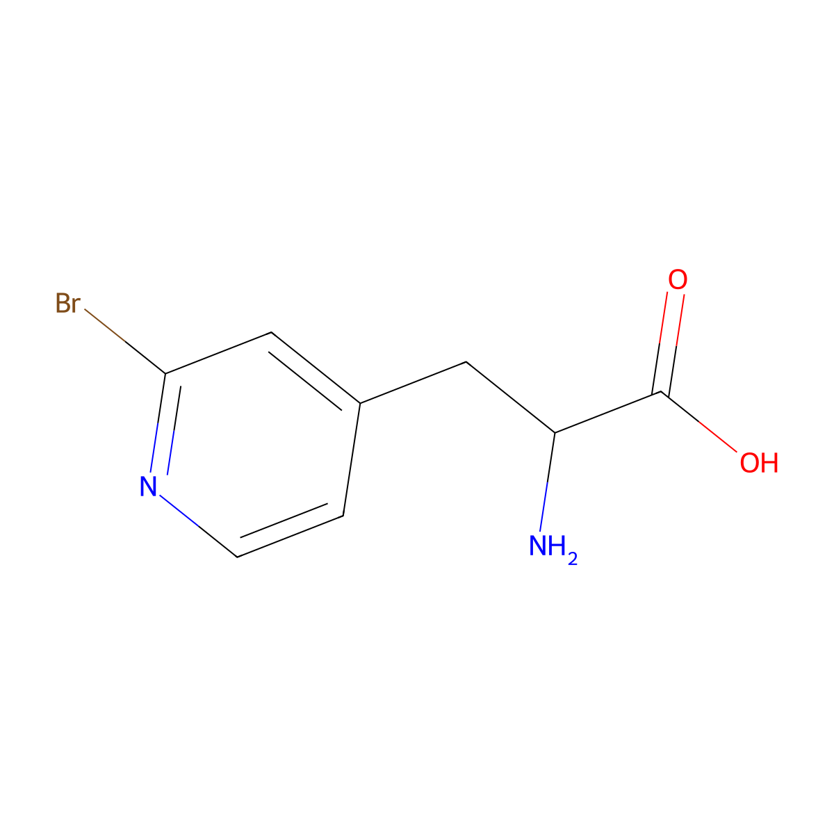 2-Amino-3-(2-bromopyridin-4-yl)propanoic acid molecular structure, CAS 32918-48-2