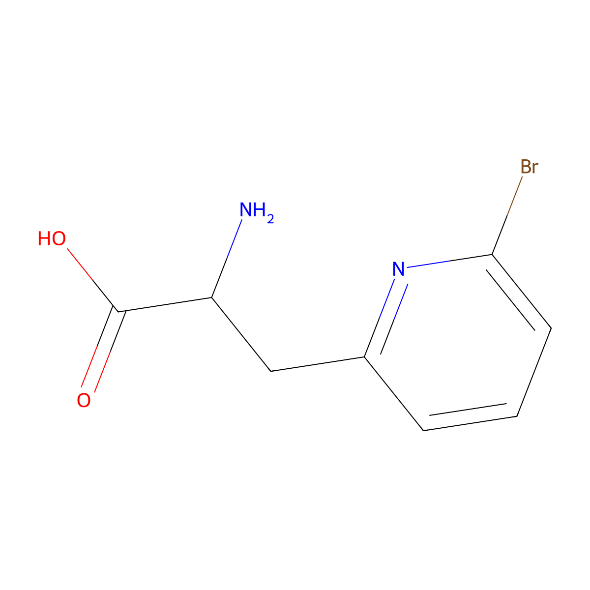 2-Amino-3-(6-bromopyridin-2-yl)propanoic acid molecular structure, CAS 32918-50-6