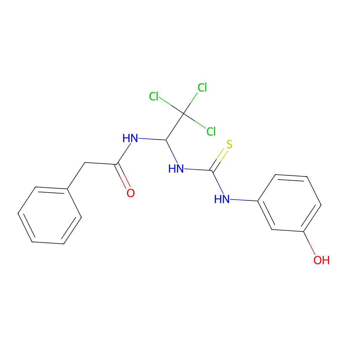 2-phenyl-N-[2,2,2-trichloro-1-[(3-hydroxyphenyl)carbamothioylamino]ethyl]acetamide molecular structure, CAS 329180-58-7