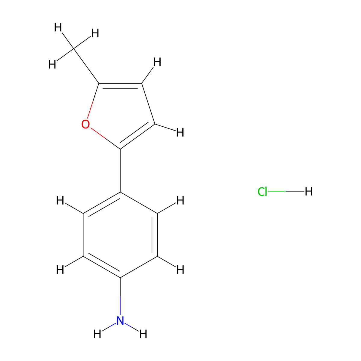 4-(5-methyl-2-furyl)aniline Hydrochloride molecular structure, CAS 329187-43-1