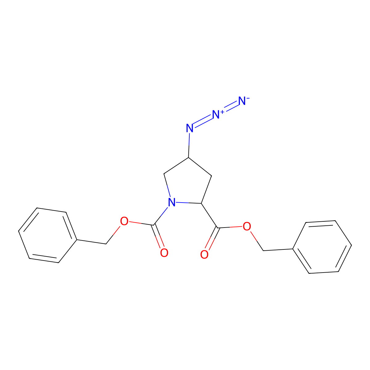 Dibenzyl (2S,4R)-4-azidopyrrolidine-1,2-dicarboxylate molecular structure, CAS 329191-64-2