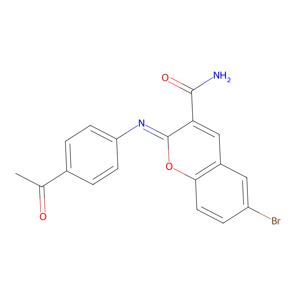 (2Z)-2-[(4-acetylphenyl)imino]-6-bromo-2H-chromene-3-carboxamide molecular structure, CAS 329195-41-7