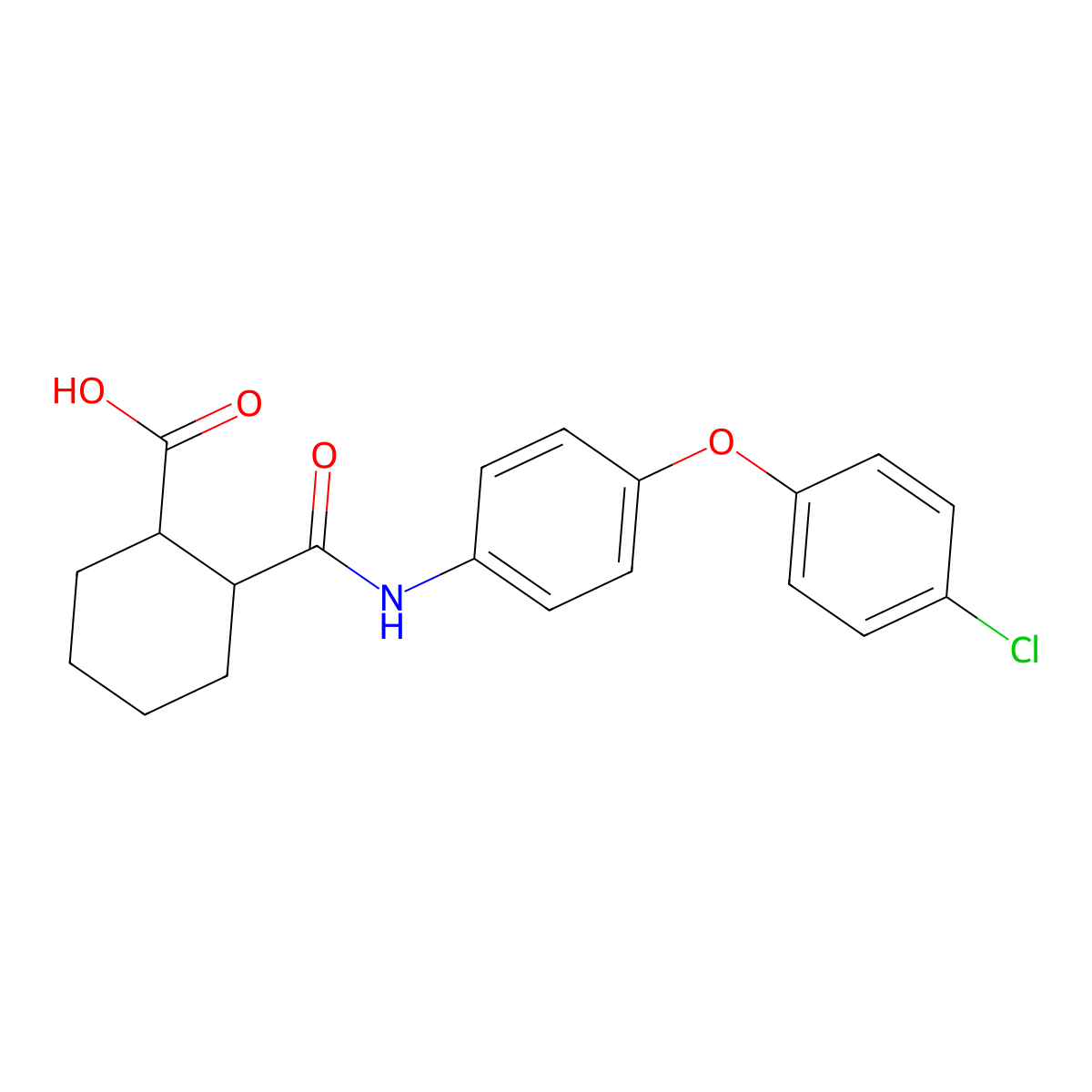 2-{[4-(4-Chlorophenoxy)phenyl]carbamoyl}cyclohexanecarboxylic acid molecular structure, CAS 329195-75-7