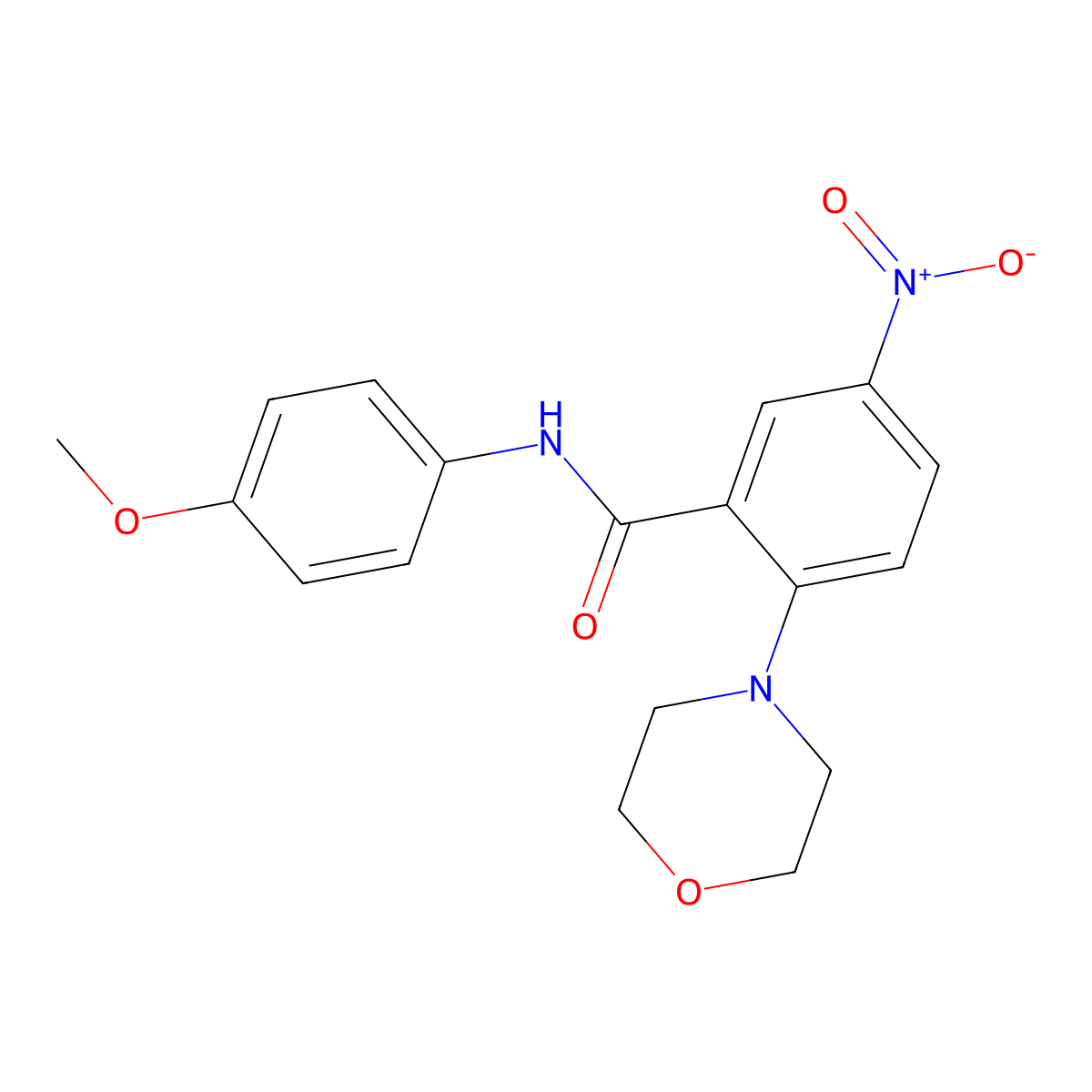 N-(4-methoxyphenyl)-2-morpholin-4-yl-5-nitrobenzamide molecular structure, CAS 329196-06-7