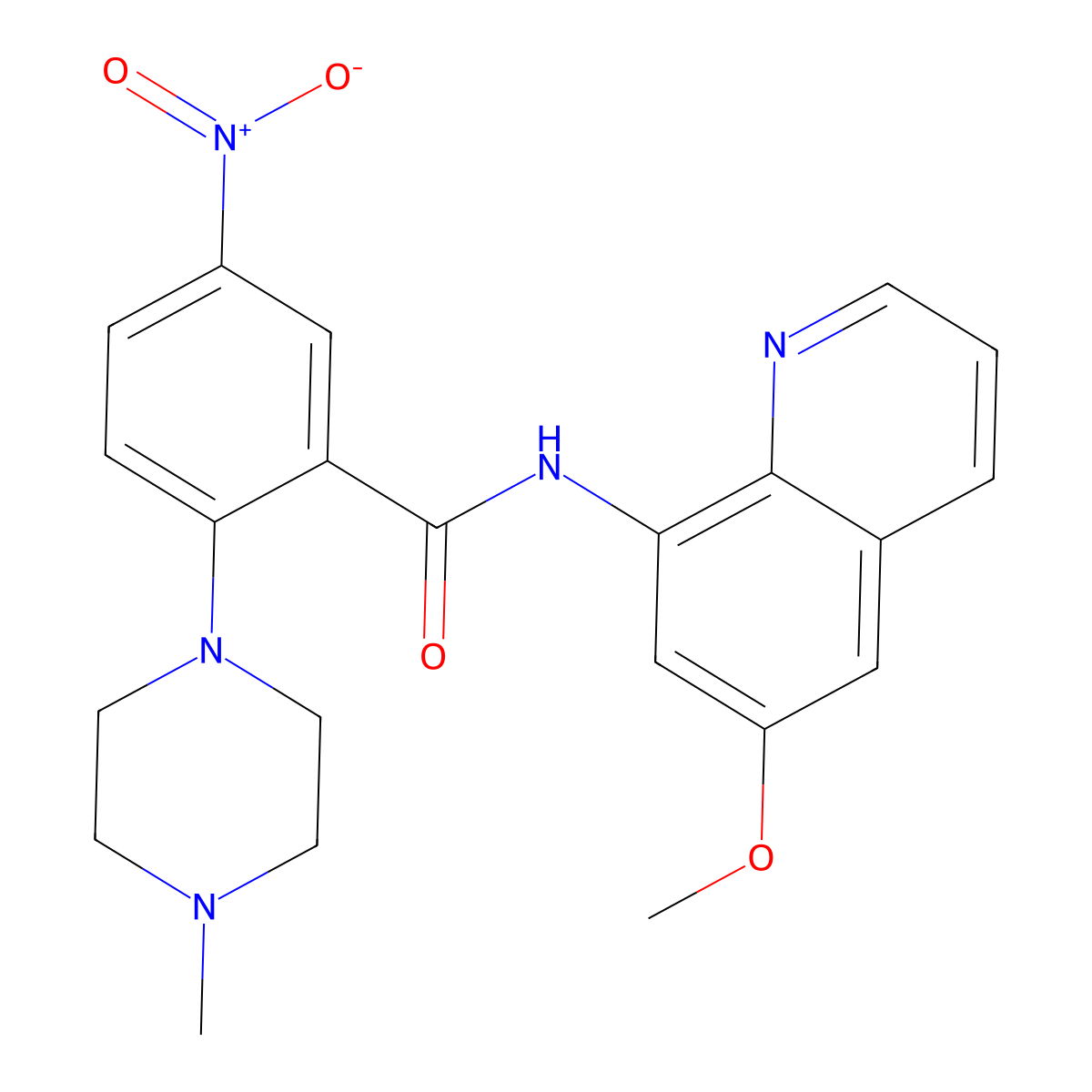 N-(6-methoxyquinolin-8-yl)-2-(4-methylpiperazin-1-yl)-5-nitrobenzamide molecular structure, CAS 329196-07-8