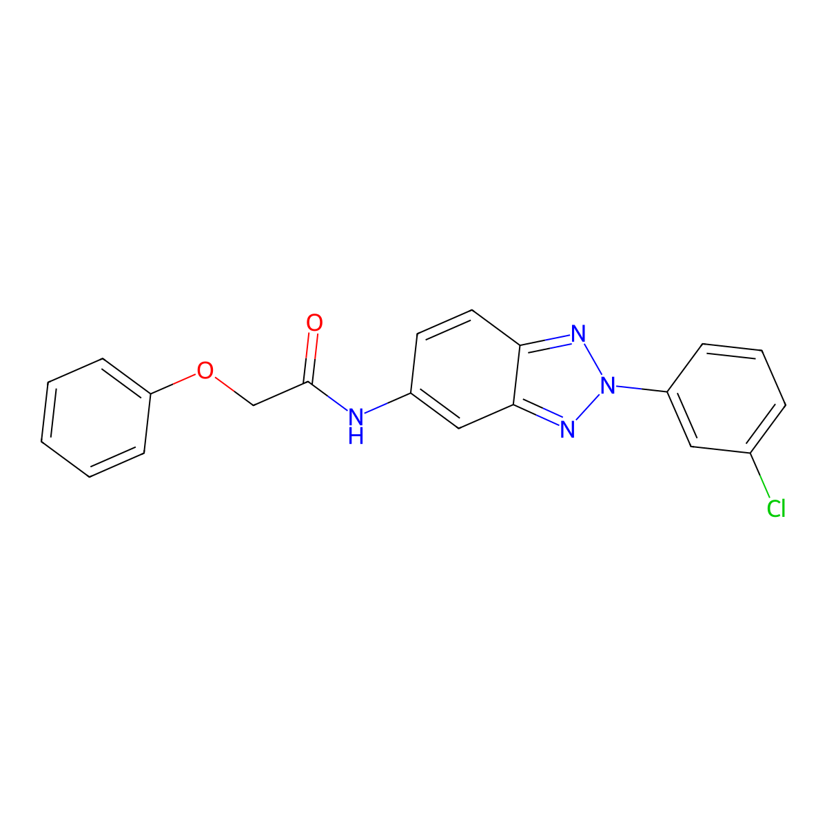 N-[2-(3-chlorophenyl)benzotriazol-5-yl]-2-phenoxyacetamide molecular structure, CAS 329196-51-2