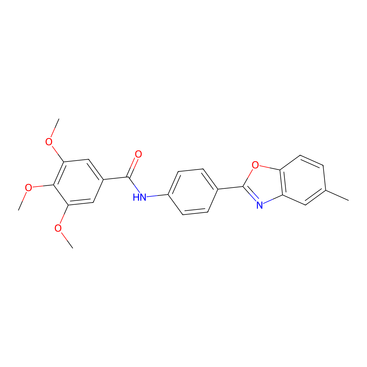 3,4,5-trimethoxy-N-[4-(5-methyl-1,3-benzoxazol-2-yl)phenyl]benzamide molecular structure, CAS 329197-85-5