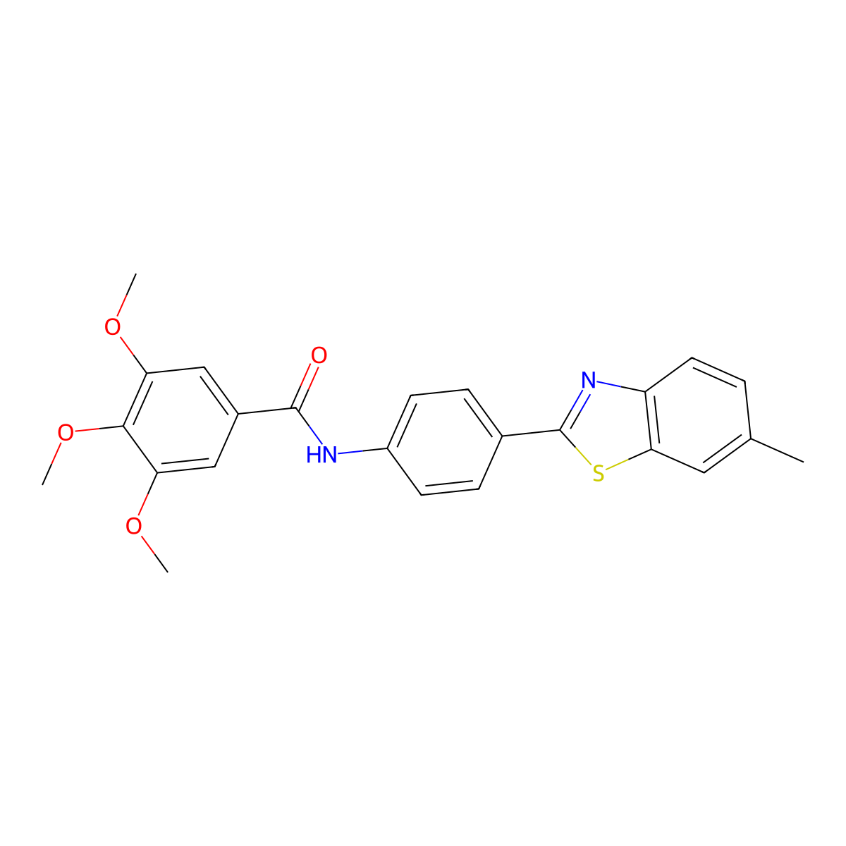 3,4,5-trimethoxy-N-[4-(6-methyl-1,3-benzothiazol-2-yl)phenyl]benzamide molecular structure, CAS 329197-97-9