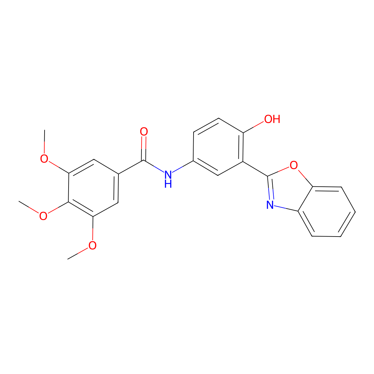 N-[3-(1,3-benzoxazol-2-yl)-4-hydroxyphenyl]-3,4,5-trimethoxybenzamide molecular structure, CAS 329198-07-4