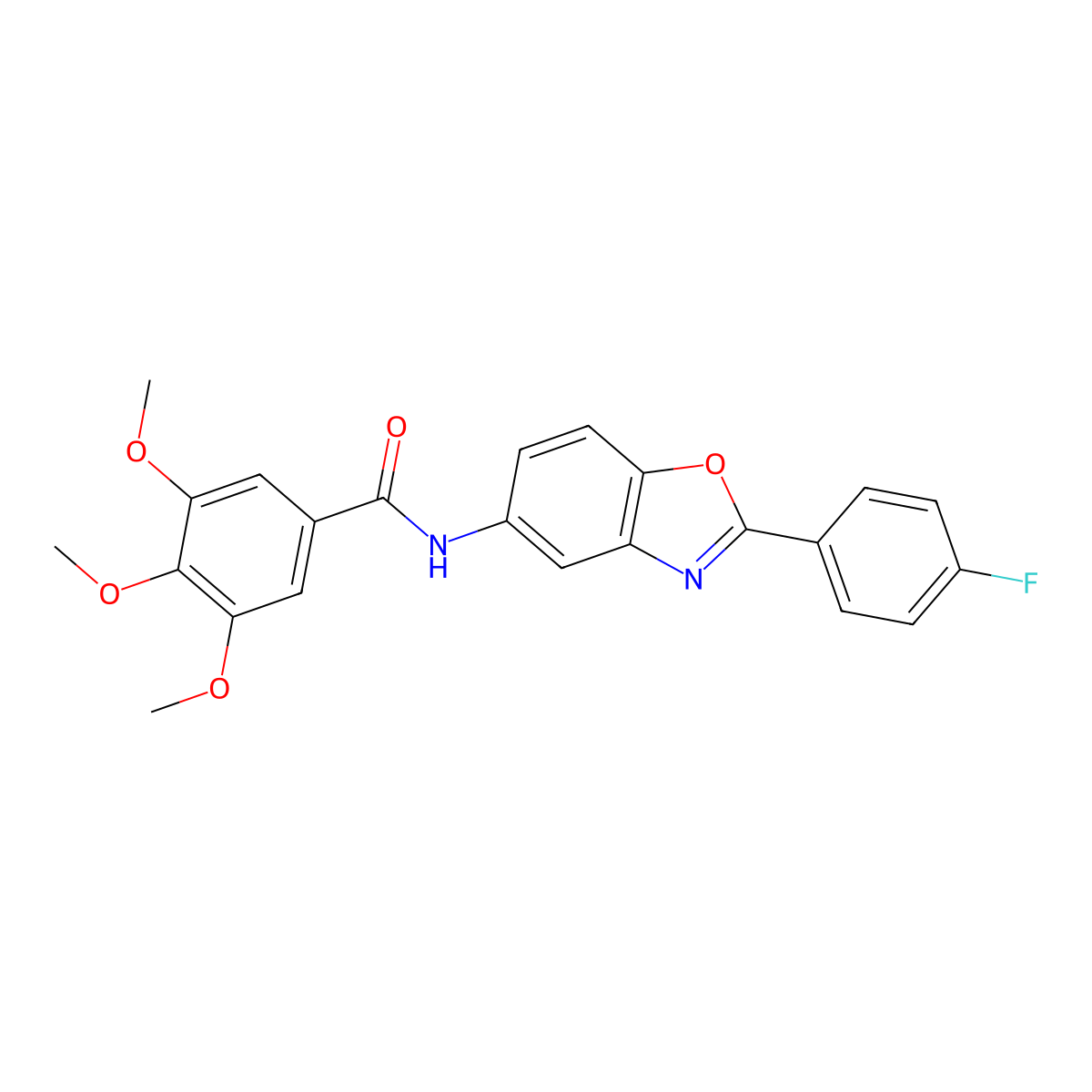 N-[2-(4-fluorophenyl)-1,3-benzoxazol-5-yl]-3,4,5-trimethoxybenzamide molecular structure, CAS 329198-19-8