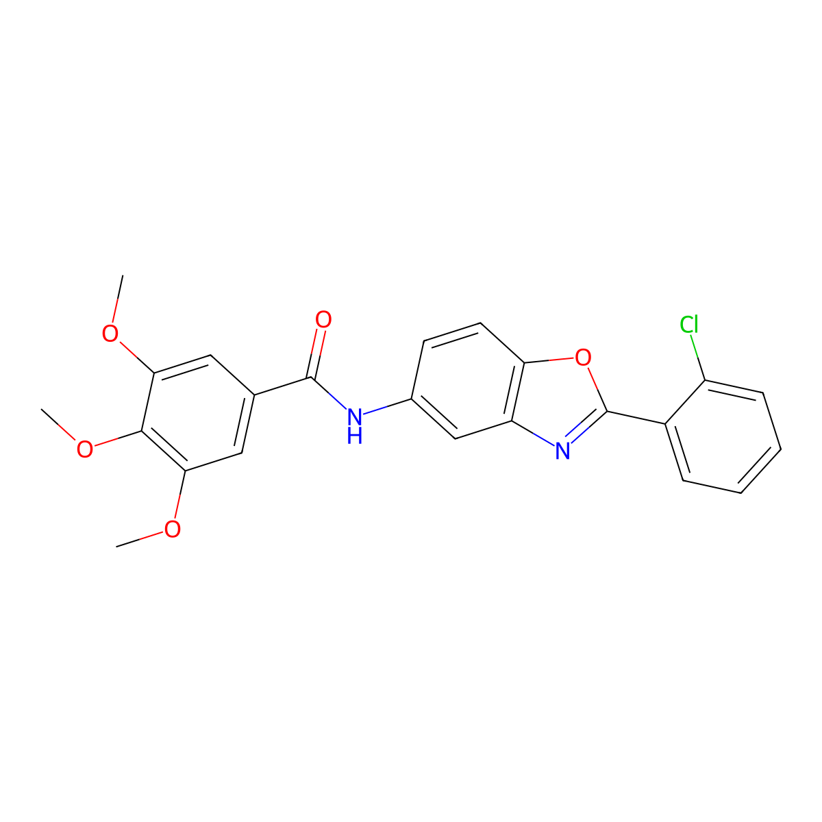 N-[2-(2-chlorophenyl)-1,3-benzoxazol-5-yl]-3,4,5-trimethoxybenzamide molecular structure, CAS 329198-20-1