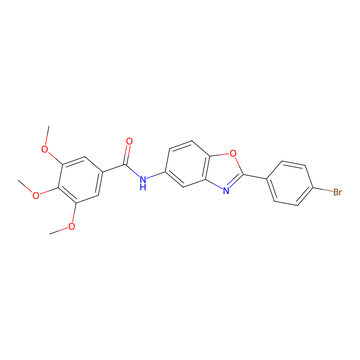 N-[2-(4-bromophenyl)-1,3-benzoxazol-5-yl]-3,4,5-trimethoxybenzamide molecular structure, CAS 329198-22-3