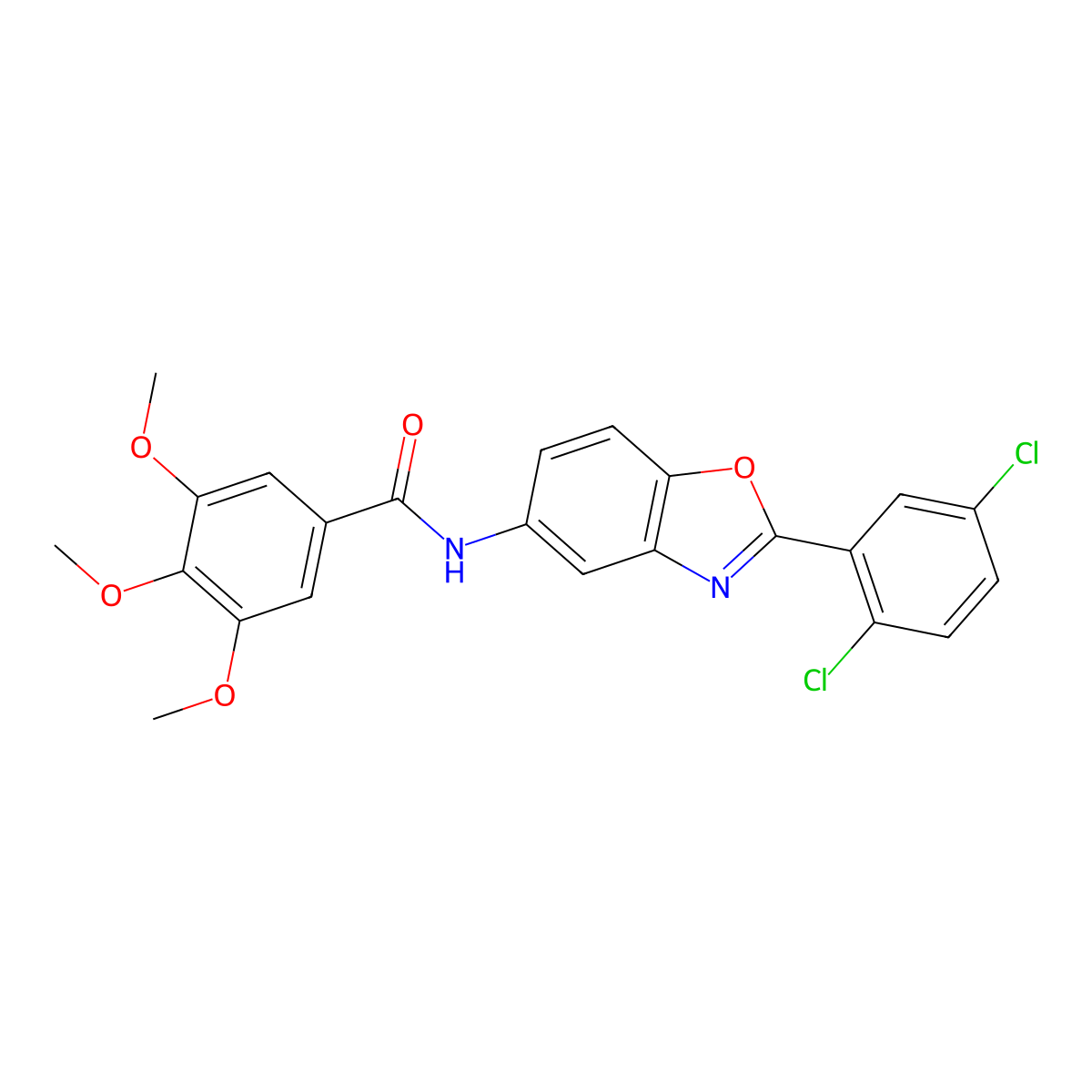 N-[2-(2,5-dichlorophenyl)-1,3-benzoxazol-5-yl]-3,4,5-trimethoxybenzamide molecular structure, CAS 329198-27-8