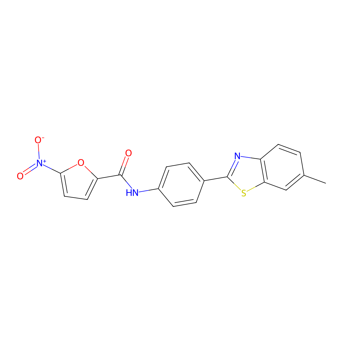 N-(4-(6-Methylbenzo[d]thiazol-2-yl)phenyl)-5-nitrofuran-2-carboxamide molecular structure, CAS 329198-78-9