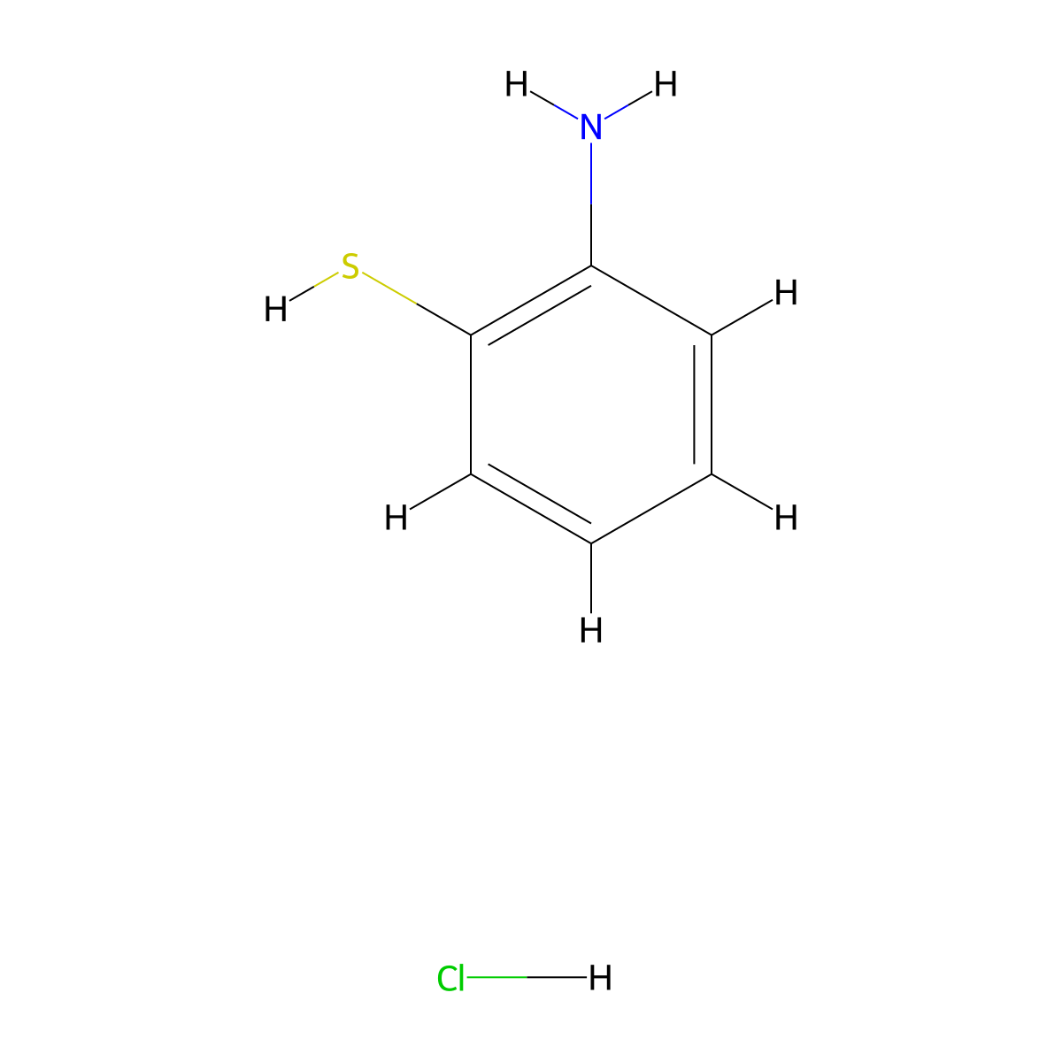 Benzenethiol, 2-amino-, hydrochloride (1:1) molecular structure, CAS 3292-42-0