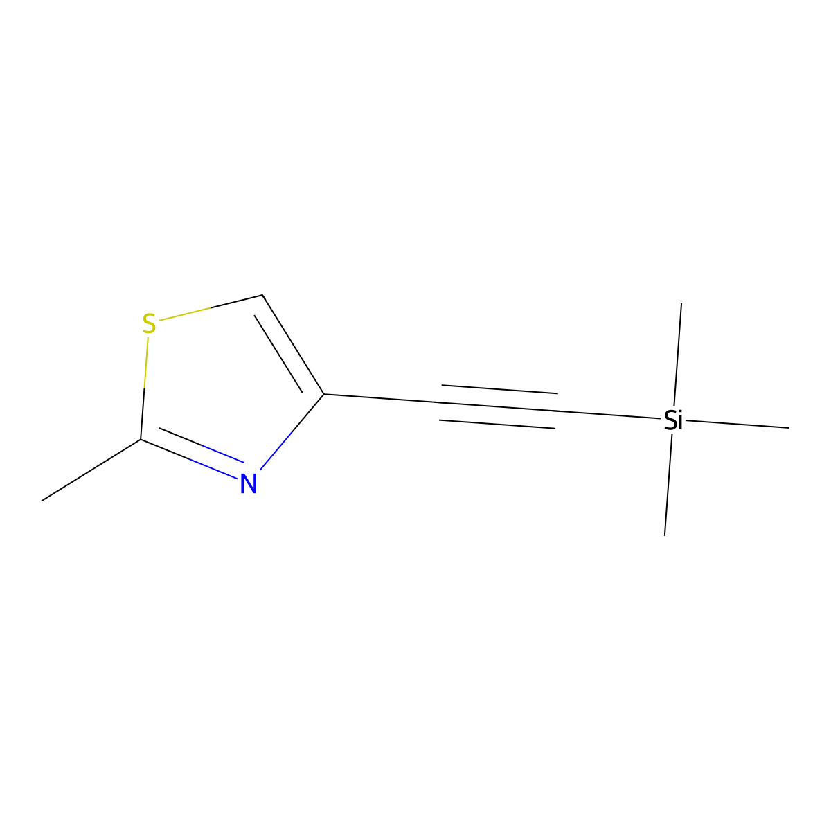 2-Methyl-4-(2-(trimethylsilyl)ethynyl)-1,3-thiazole molecular structure, CAS 329203-85-2
