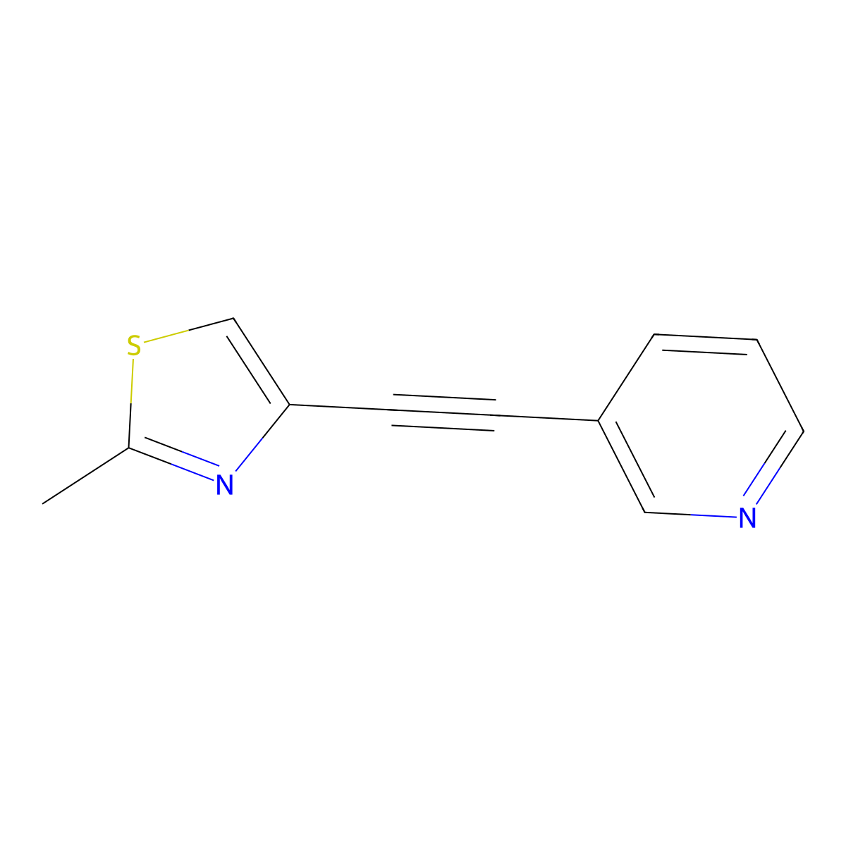 3-(2-(2-Methyl-4-thiazolyl)ethynyl)pyridine molecular structure, CAS 329205-68-7