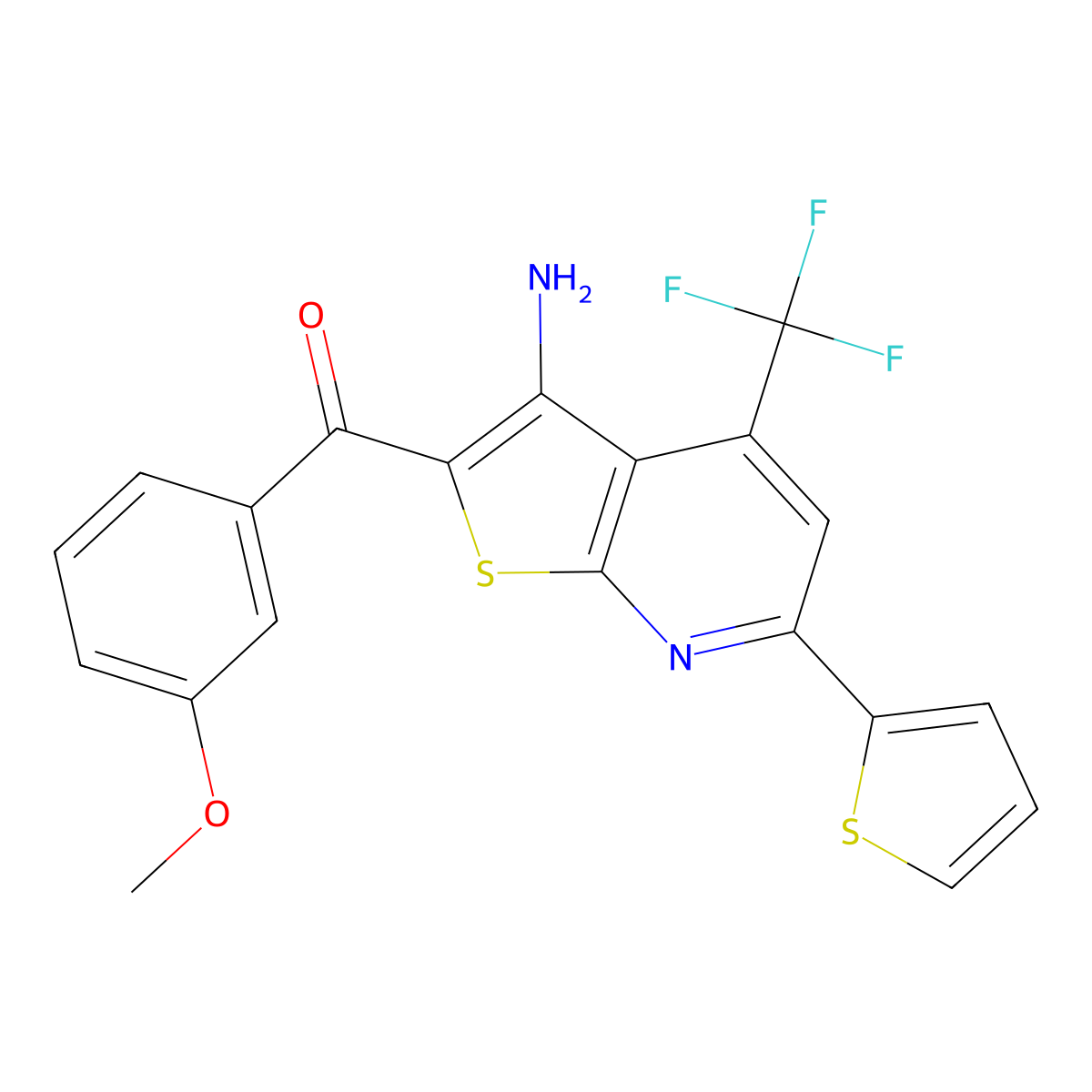 [3-Amino-6-(2-thienyl)-4-(trifluoromethyl)thieno[2,3-b]pyridin-2-yl](3-methoxyphenyl)methanone molecular structure, CAS 329205-82-5