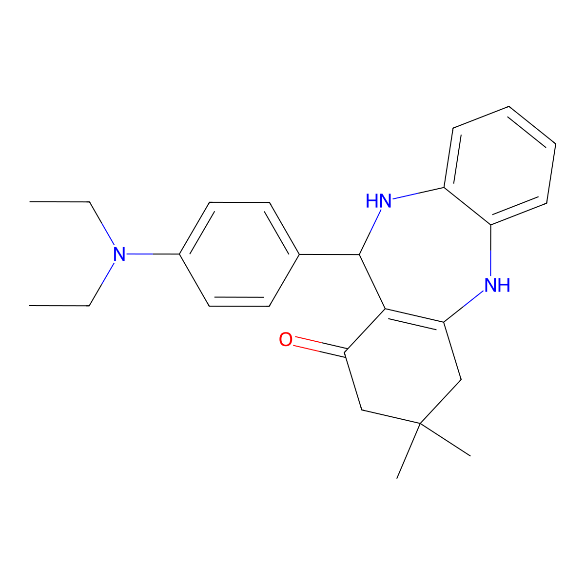 6-[4-(diethylamino)phenyl]-9,9-dimethyl-6,8,10,11-tetrahydro-5H-benzo[b][1,4]benzodiazepin-7-one molecular structure, CAS 329206-30-6