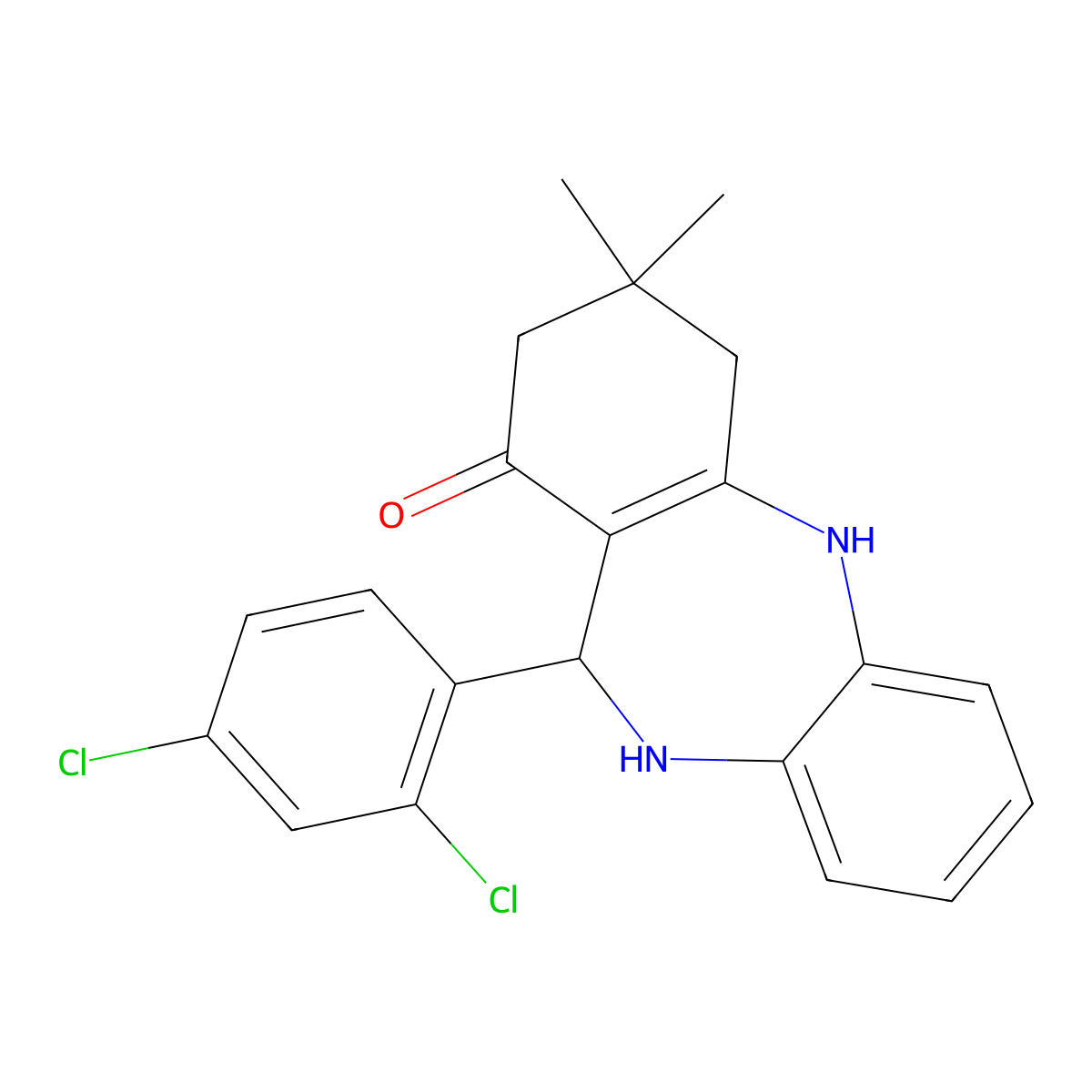 11-(2,4-dichlorophenyl)-3,3-dimethyl-2,3,4,5,10,11-hexahydro-1H-dibenzo[b,e][1,4]diazepin-1-one molecular structure, CAS 329206-31-7