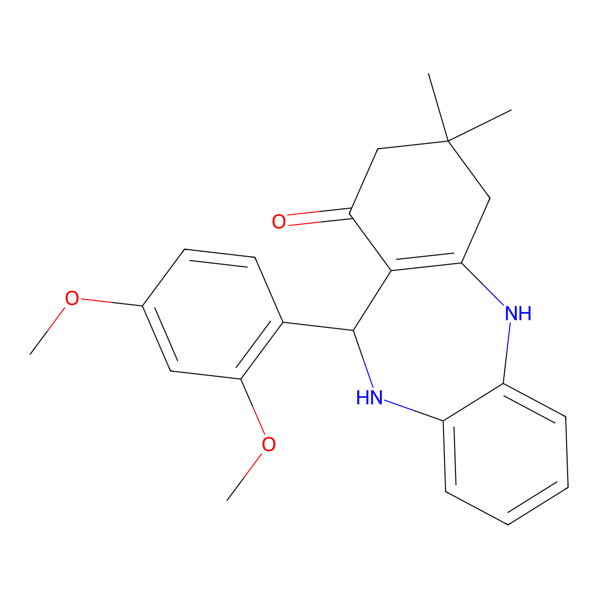 11-(2,4-Dimethoxyphenyl)-2,3,4,5,10,11-hexahydro-3,3-dimethyl-1H-dibenzo(b,e)(1,4)diazepin-1-one molecular structure, CAS 329206-32-8