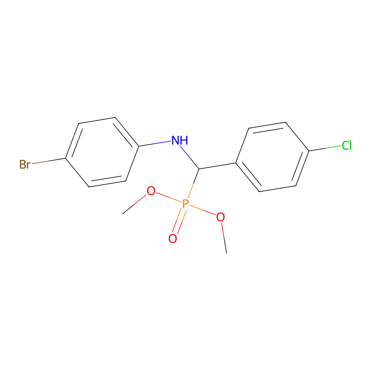 Phosphonic acid, [[(4-bromophenyl)amino](4-chlorophenyl)methyl]-, dimethyl ester molecular structure, CAS 329206-56-6