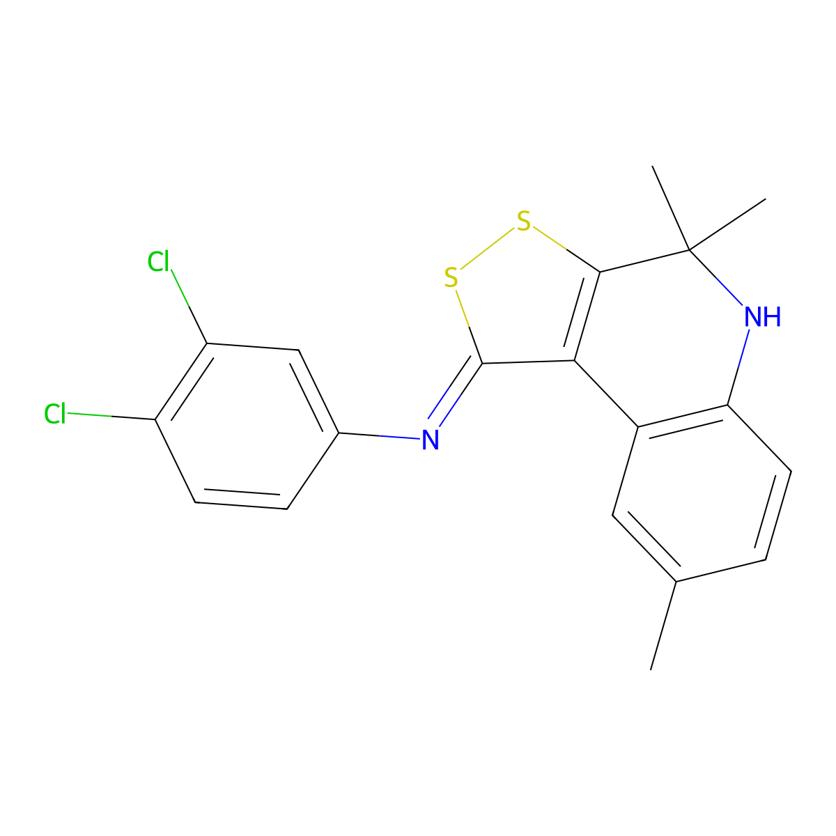 N-(3,4-dichlorophenyl)-4,4,8-trimethyl-5H-dithiolo[3,4-c]quinolin-1-imine molecular structure, CAS 329207-03-6