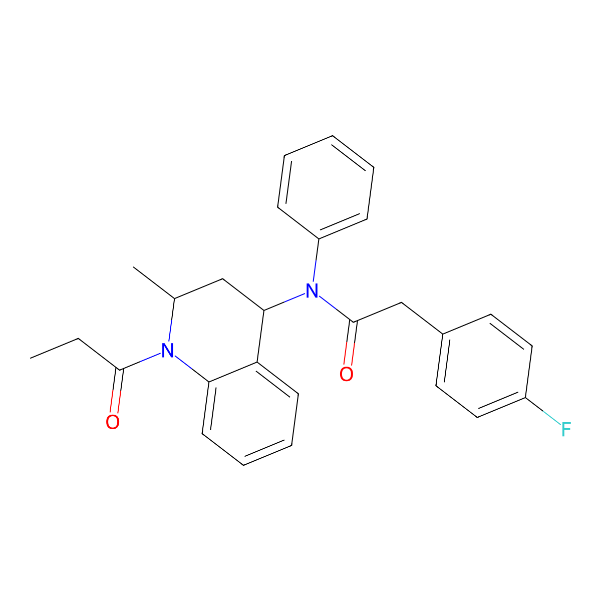 2-(4-fluorophenyl)-N-(2-methyl-1-propionyl-1,2,3,4-tetrahydroquinolin-4-yl)-N-phenylacetamide molecular structure, CAS 329207-05-8