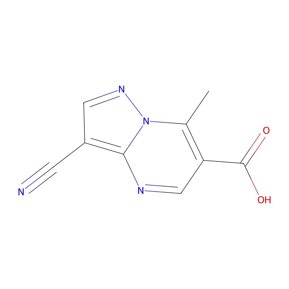 3-Cyano-7-methylpyrazolo[1,5-a]pyrimidine-6-carboxylic acid molecular structure, CAS 329207-47-8