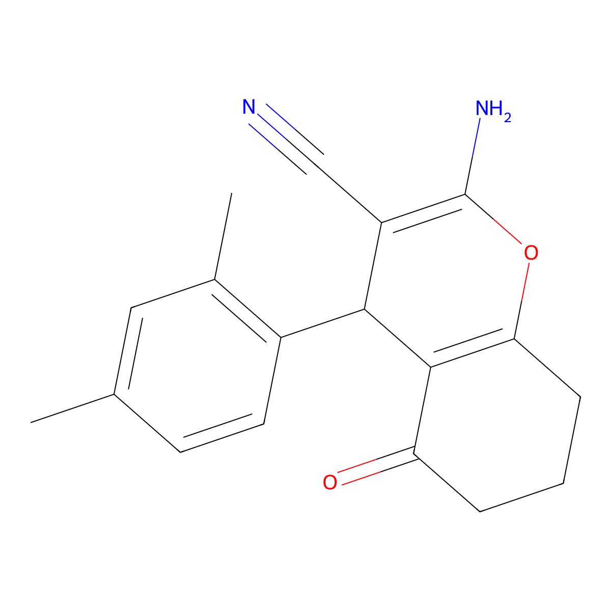 2-Amino-4-(2,4-dimethylphenyl)-5-oxo-4,6,7,8-tetrahydrochromene-3-carbonitrile molecular structure, CAS 329208-19-7