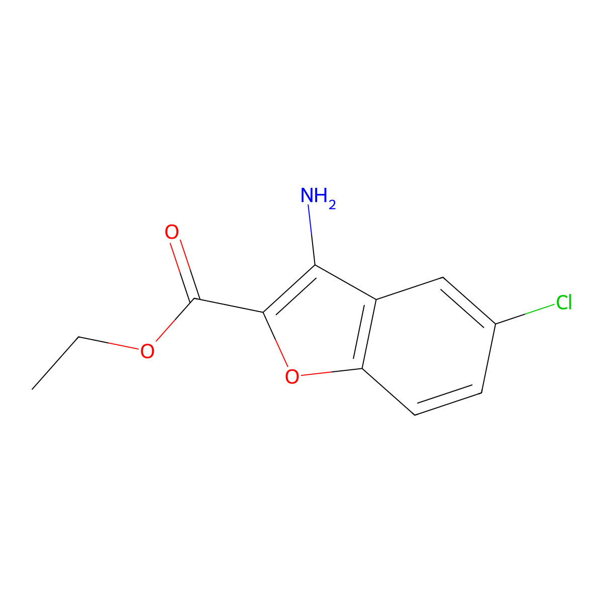 Ethyl 3-amino-5-chlorobenzofuran-2-carboxylate molecular structure, CAS 329210-07-3