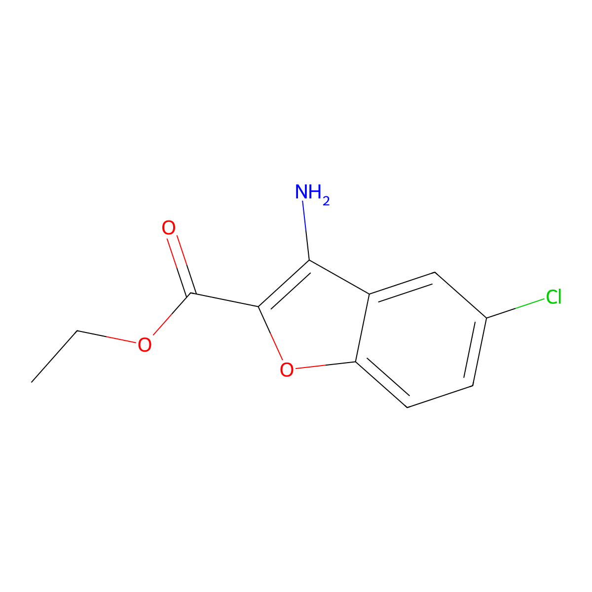 Ethyl 3-amino-5-chlorobenzofuran-2-carboxylate molecular structure, CAS 329210-07-3