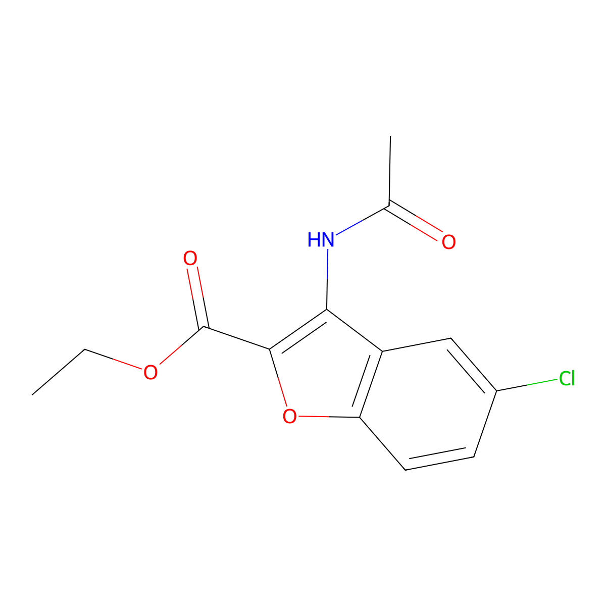 Ethyl 3-acetamido-5-chloro-1-benzofuran-2-carboxylate molecular structure, CAS 329210-30-2