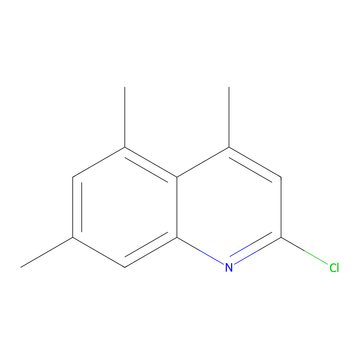 2-Chloro-4,5,7-trimethylquinoline molecular structure, CAS 329210-71-1