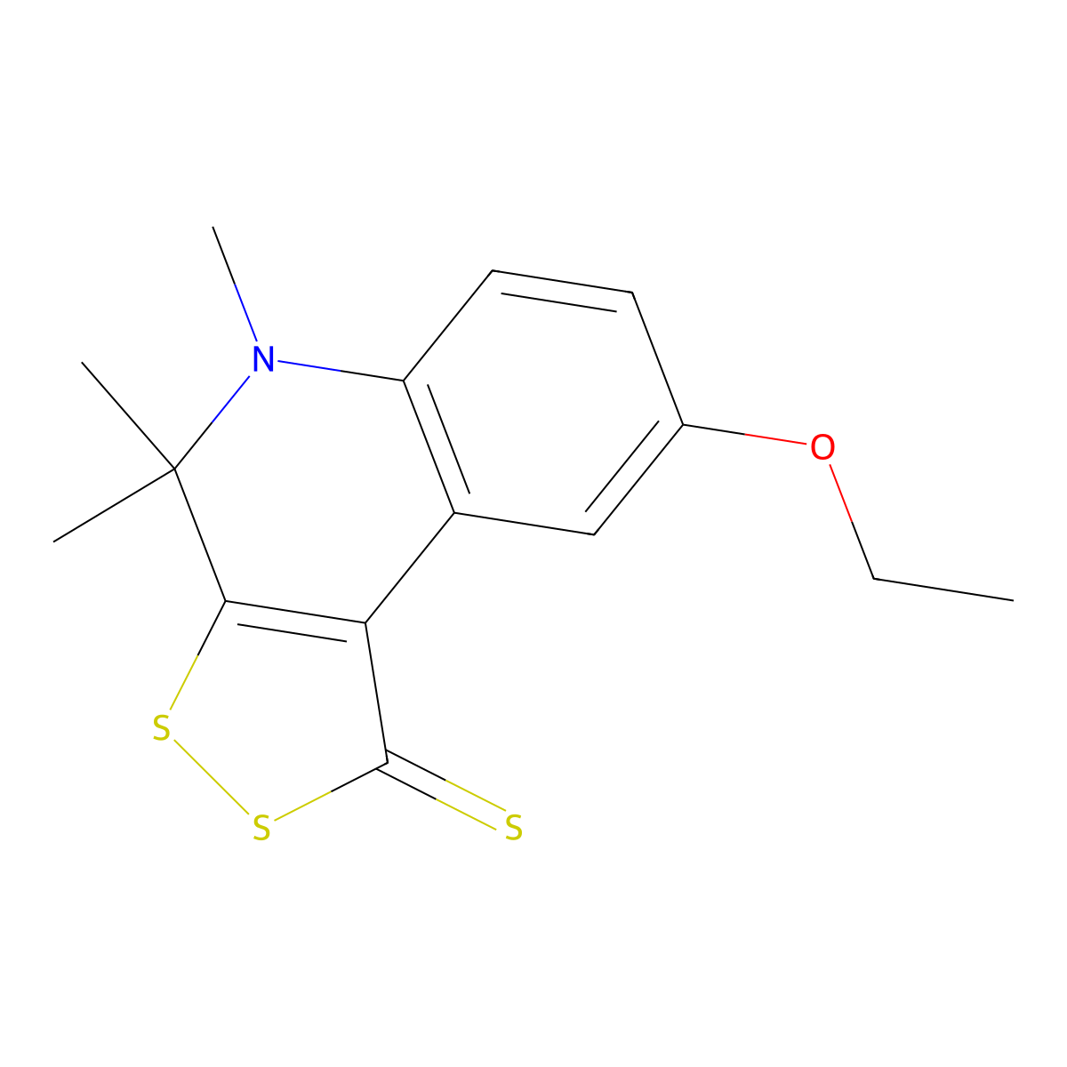 8-Ethoxy-4,4,5-trimethyldithiolo[3,4-c]quinoline-1-thione molecular structure, CAS 329211-46-3