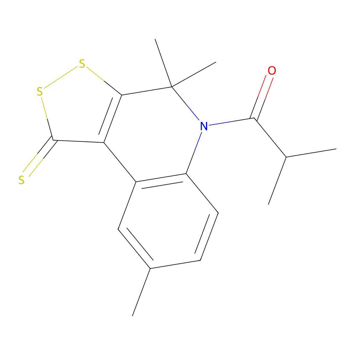 2-methyl-1-(4,4,8-trimethyl-1-thioxo-1,4-dihydro-5H-[1,2]dithiolo[3,4-c]quinolin-5-yl)propan-1-one molecular structure, CAS 329211-50-9