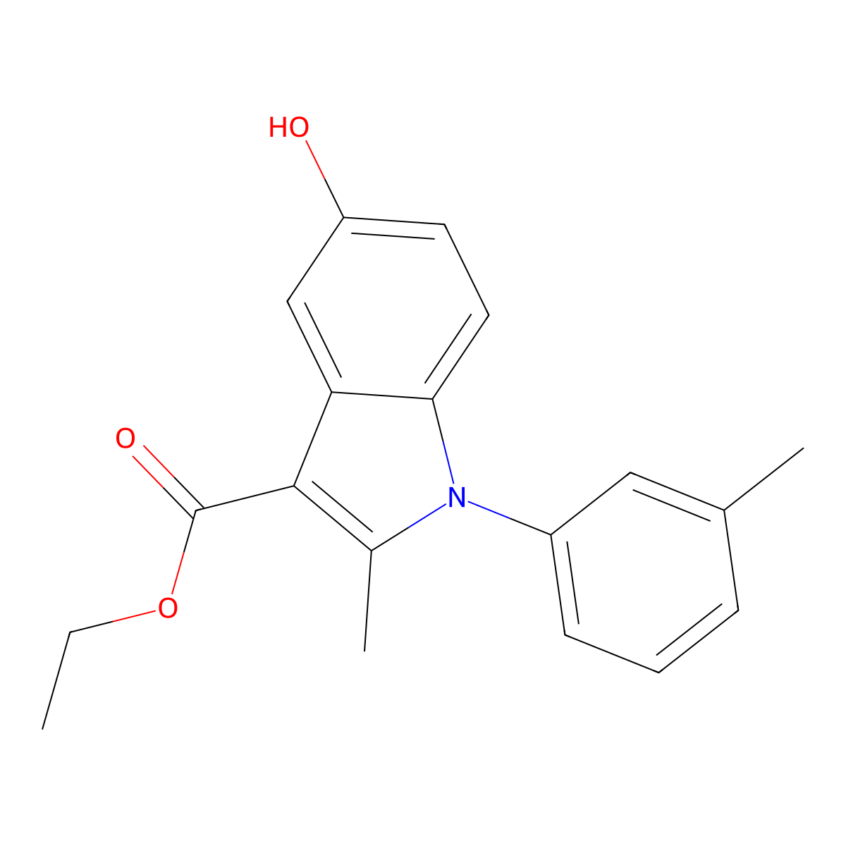 Ethyl 5-hydroxy-2-methyl-1-(3-methylphenyl)indole-3-carboxylate molecular structure, CAS 329211-79-2