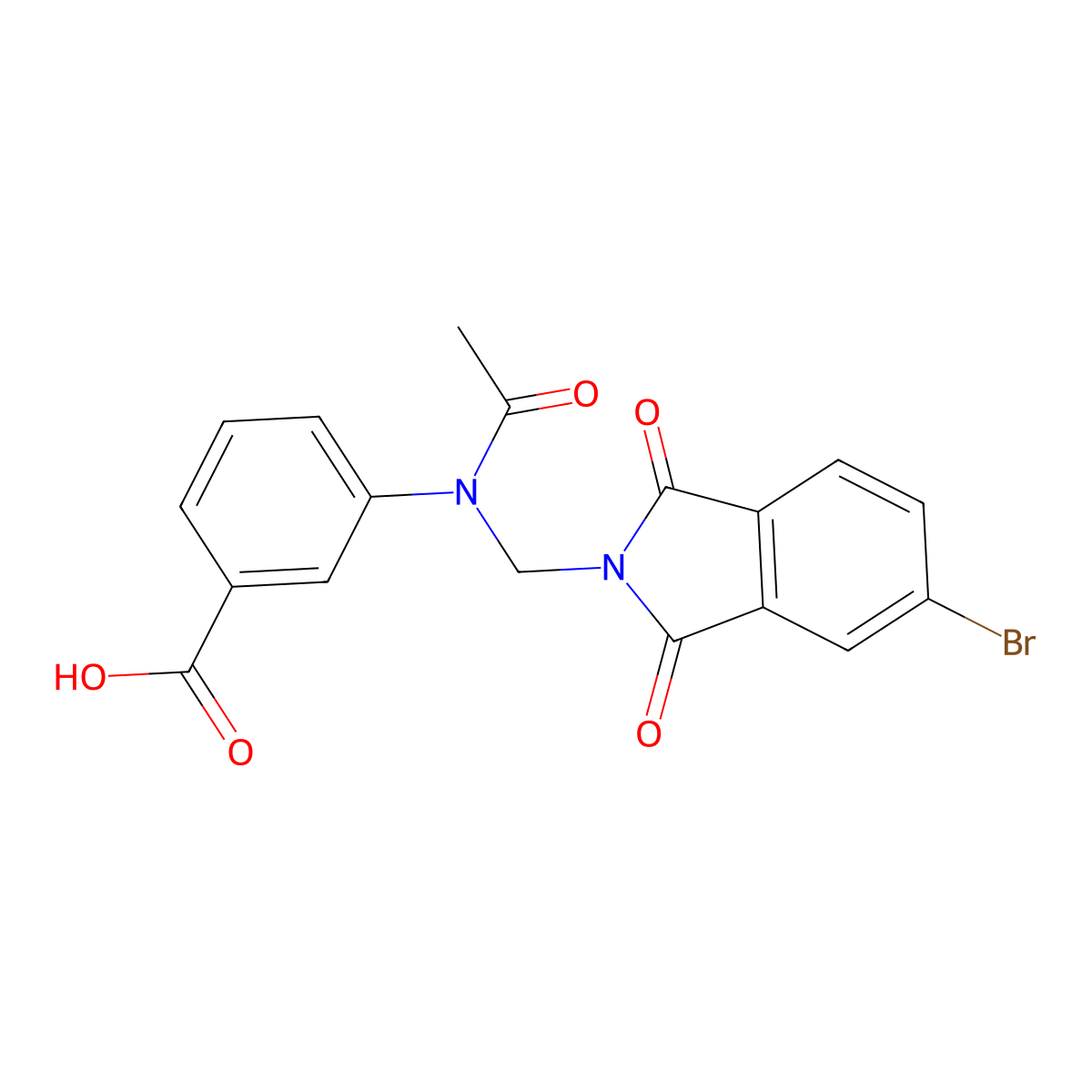 3-[Acetyl-[(5-bromo-1,3-dioxoisoindol-2-yl)methyl]amino]benzoic acid molecular structure, CAS 329212-28-4