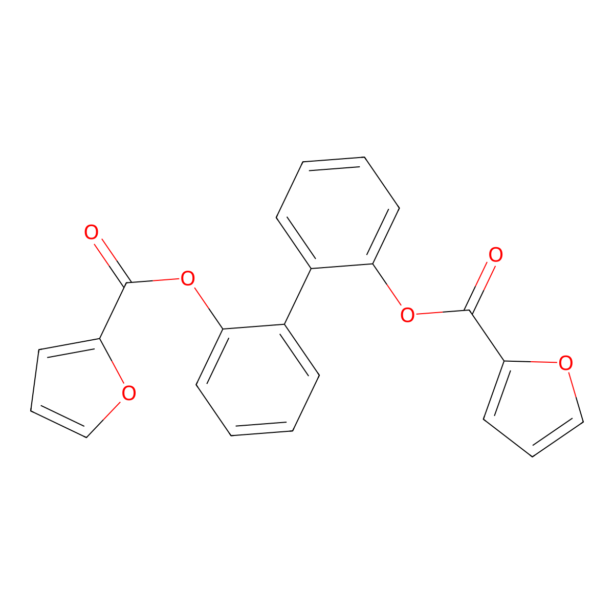 Biphenyl-2,2'-diyl difuran-2-carboxylate molecular structure, CAS 329212-30-8