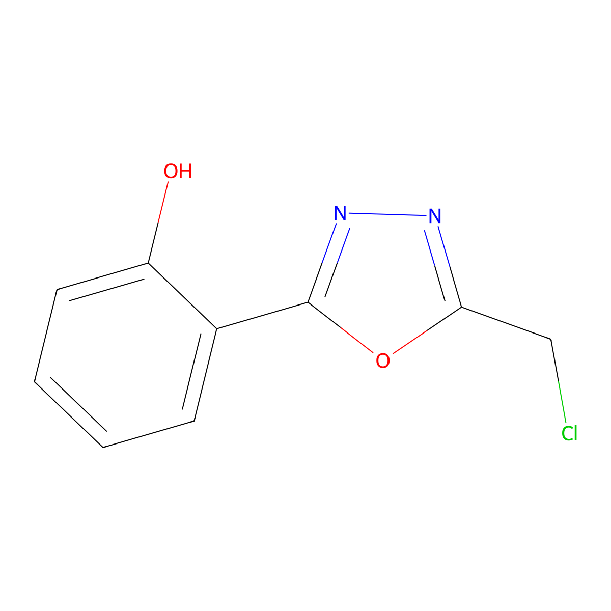 2-[5-(Chloromethyl)-1,3,4-oxadiazol-2-yl]phenol molecular structure, CAS 329213-07-2